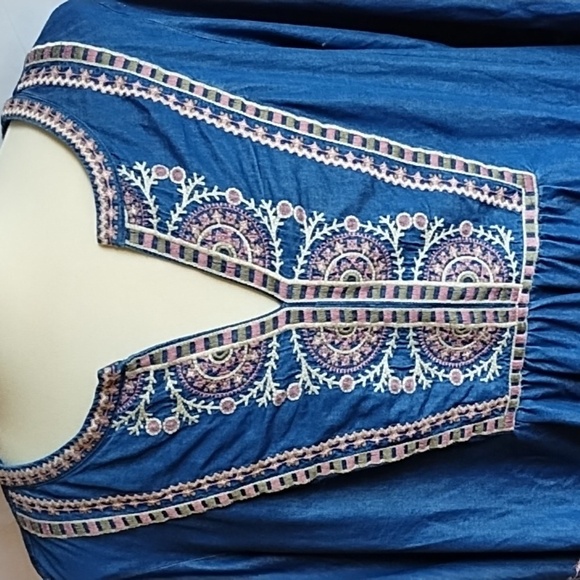 J Jill Denim Dress with embroidery size 2X - Picture 2 of 6